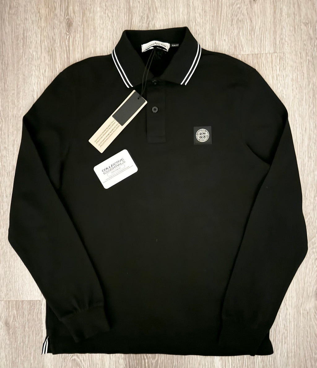 Stone Island Long Sleeved Polo - Black