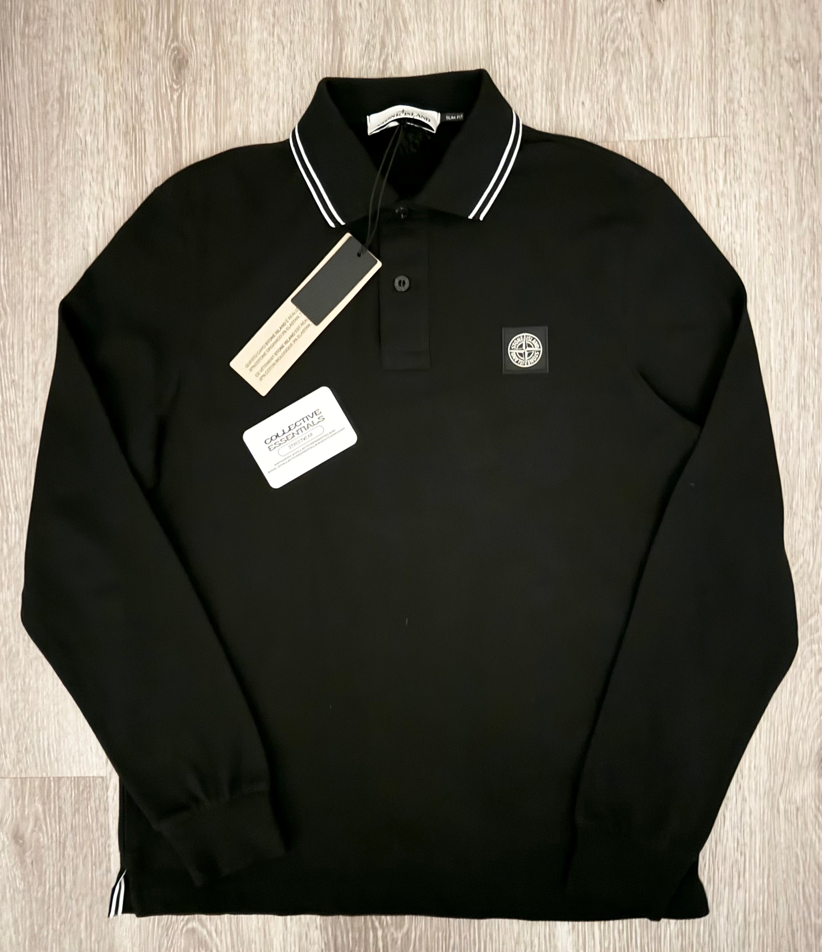 Stone Island Long Sleeved Polo - Black
