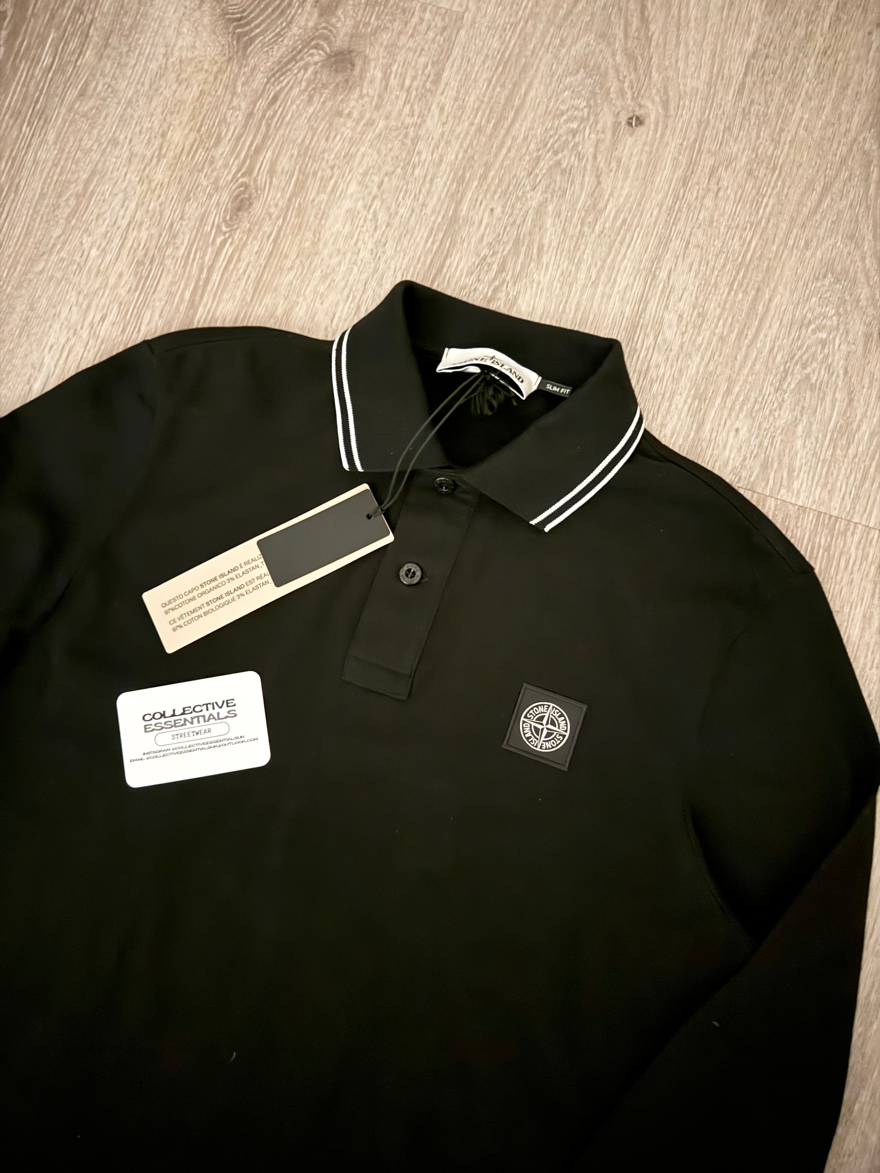 Stone Island Long Sleeved Polo - Black