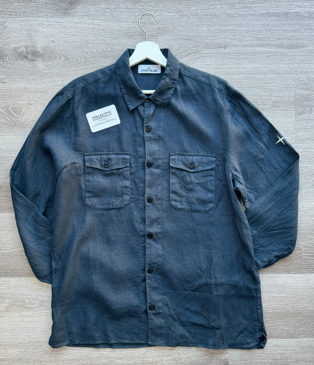 Stone Island Linen Overshirt - Navy