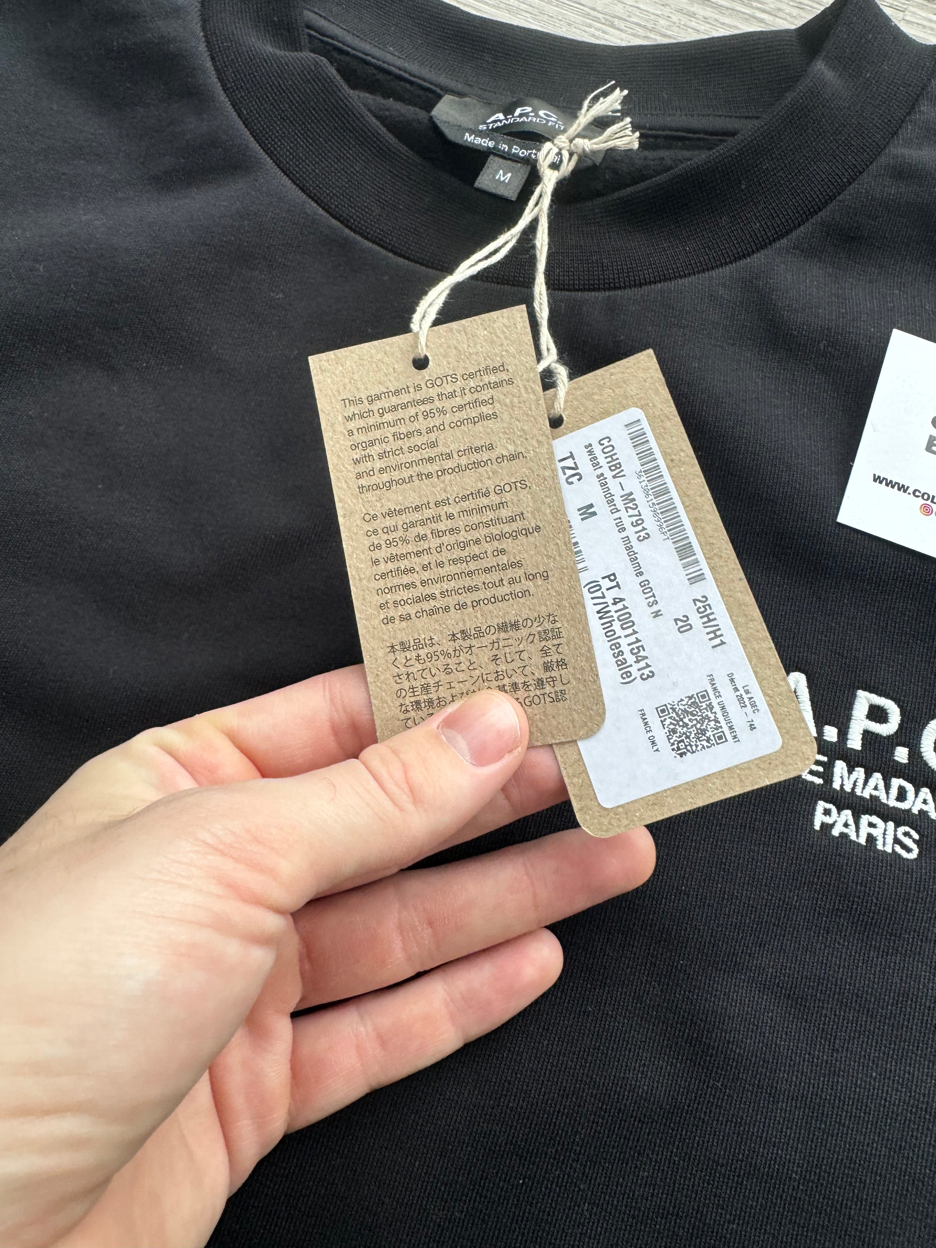 A.P.C. Rue Madame Paris Black Sweatshirt - Medium