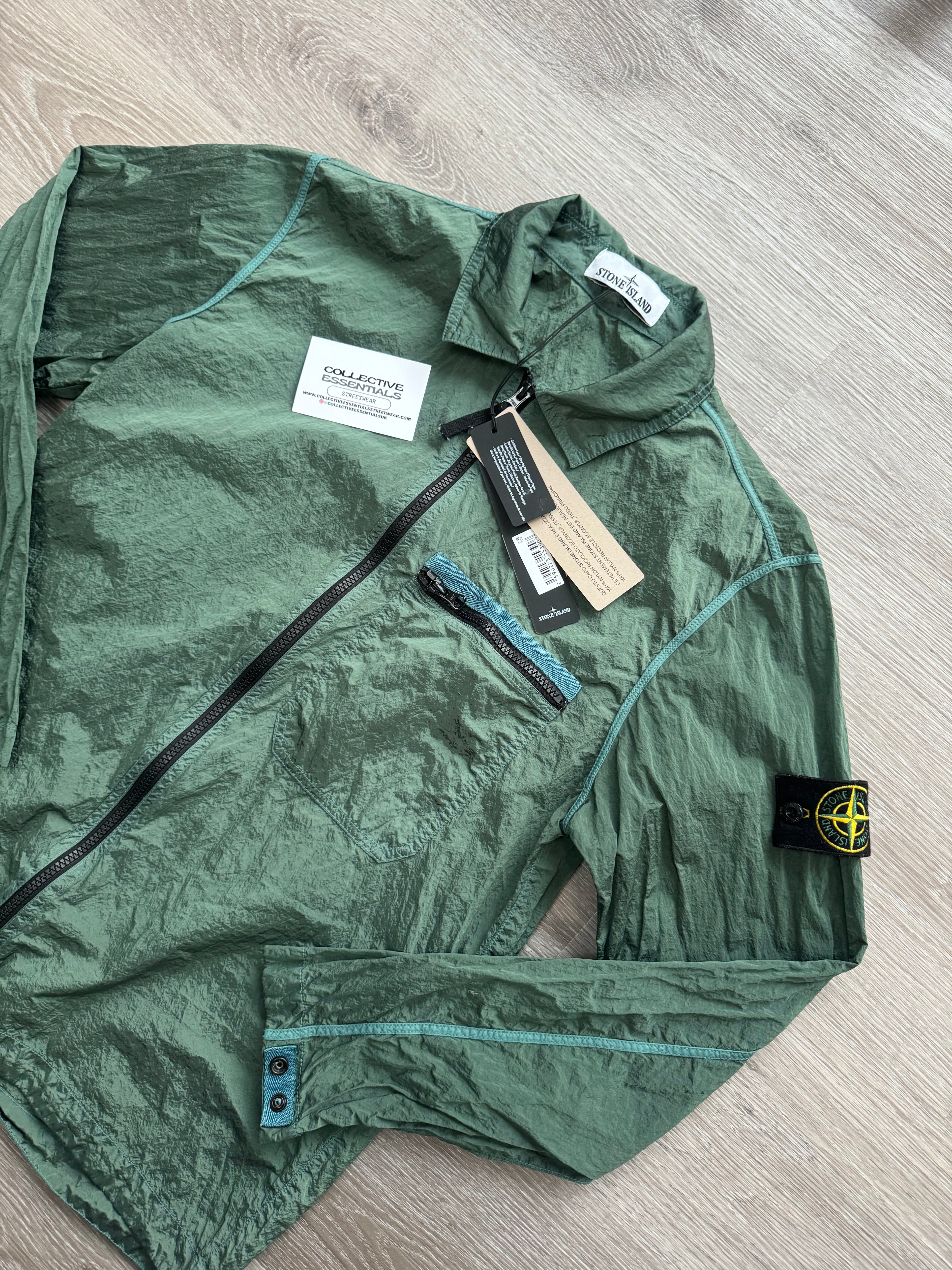 Stone Island Green Nylon Metal Overshirt - Medium