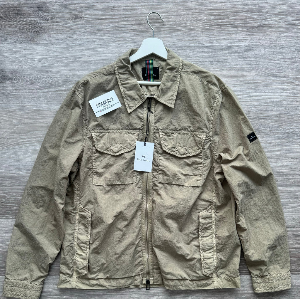Paul Smith Tan Full Zip Nylon Overshirt Jacket - XL