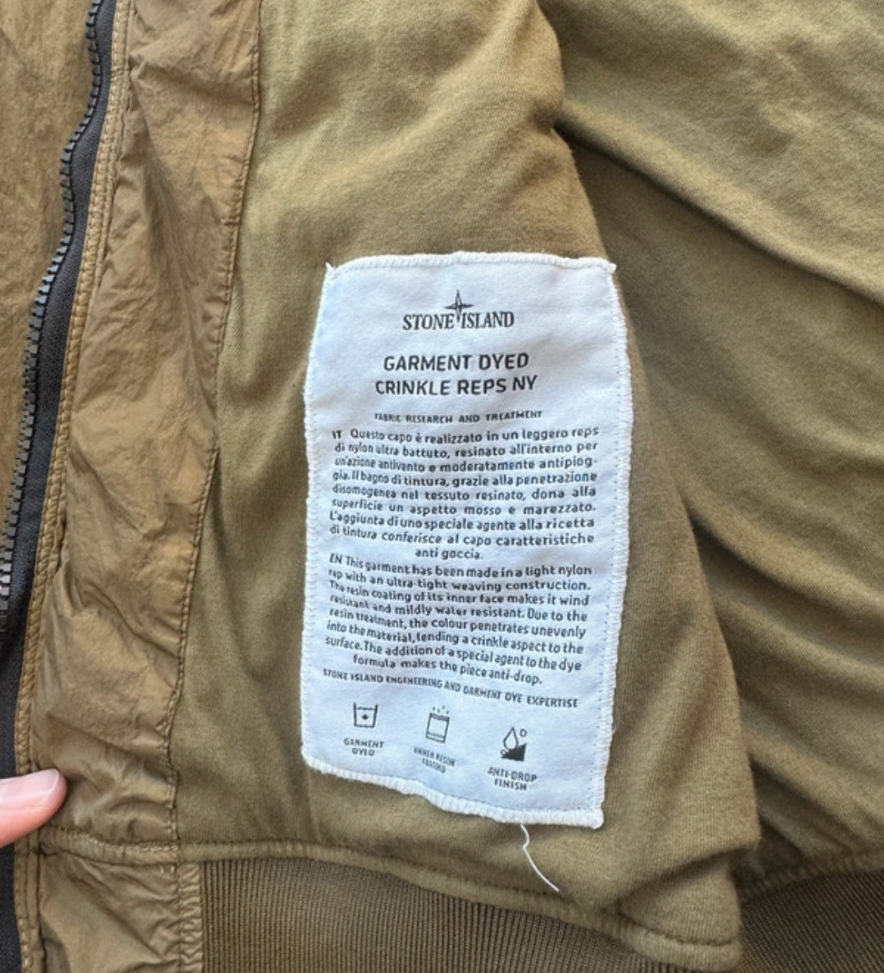 Stone Island Crinkle Reps Bomber - Khaki