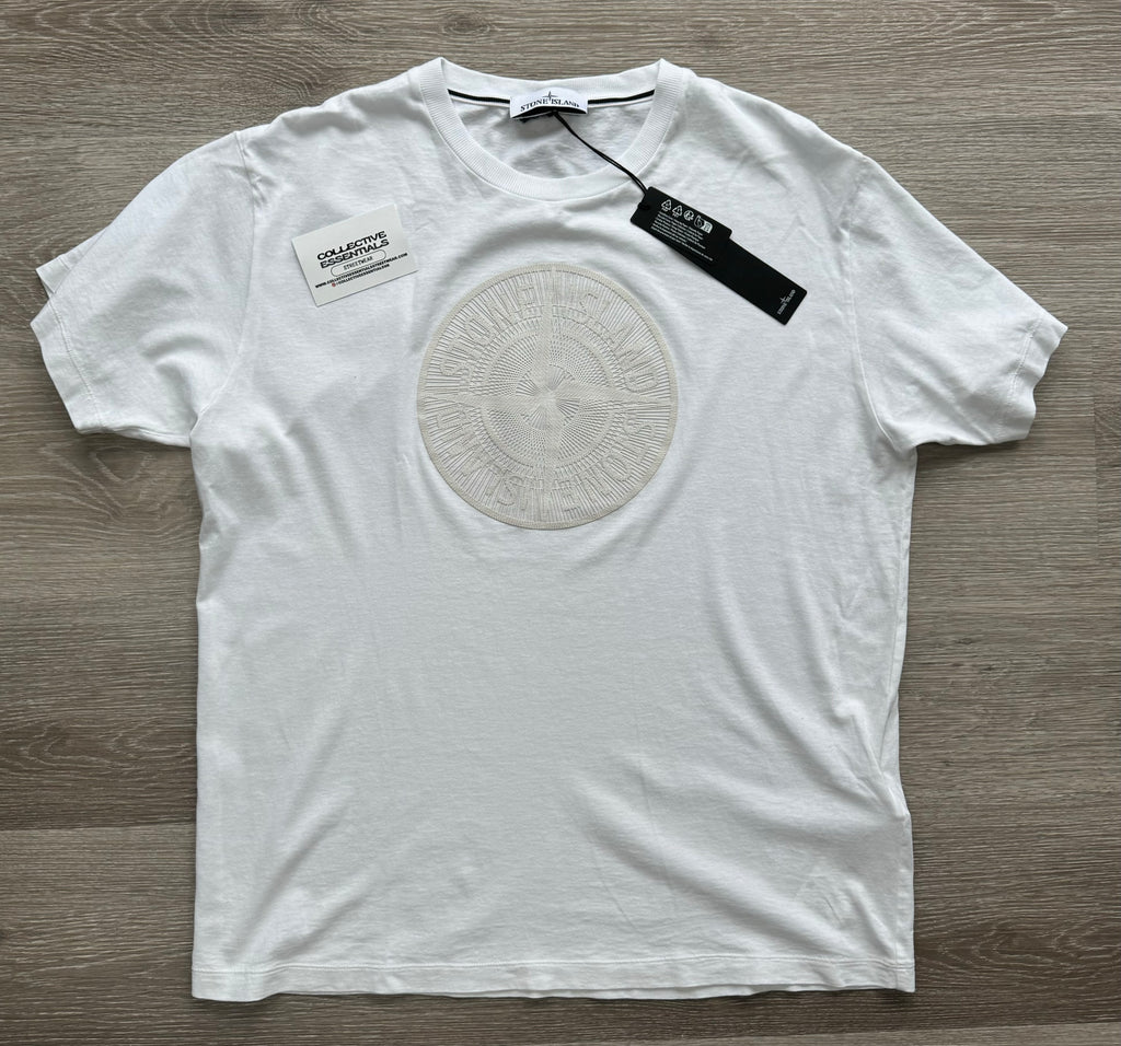 Stone Island White Industrial Two Textured Print T-Shirt - XL