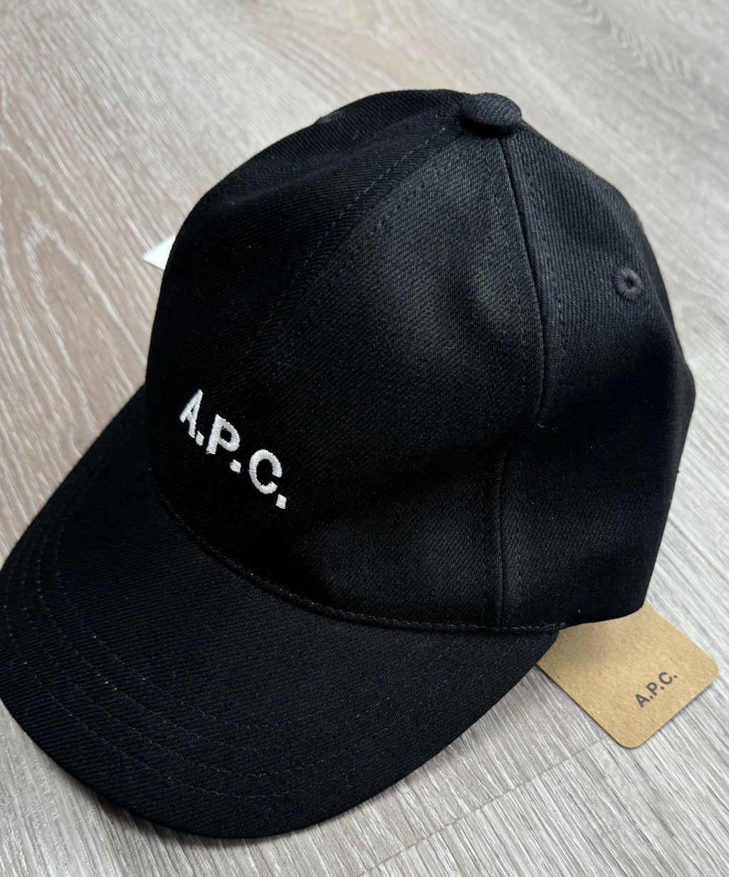 A.P.C. Embroidered Logo Black Baseball Cap