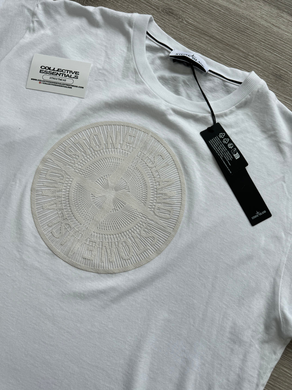 Stone Island White Industrial Two Textured Print T-Shirt - XL