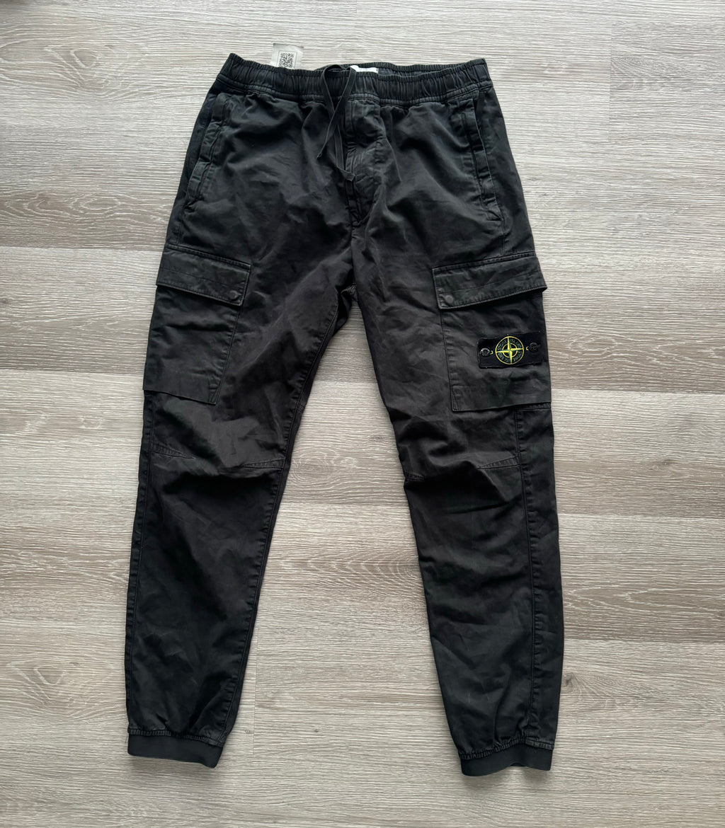 Stone Island Tapered Cargo Trousers - Black