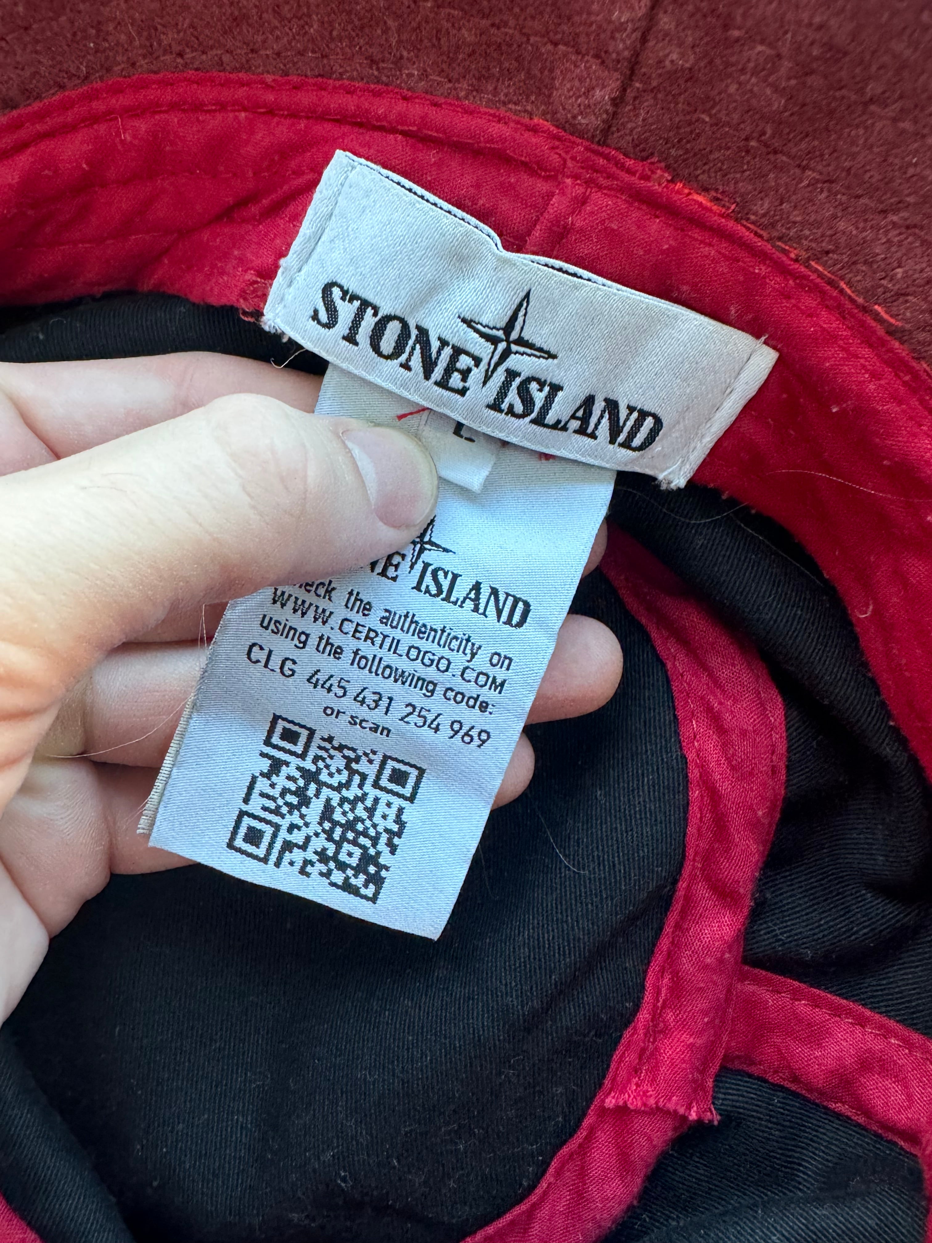 Stone Island Letter Embroidered Bucket Hat - Red