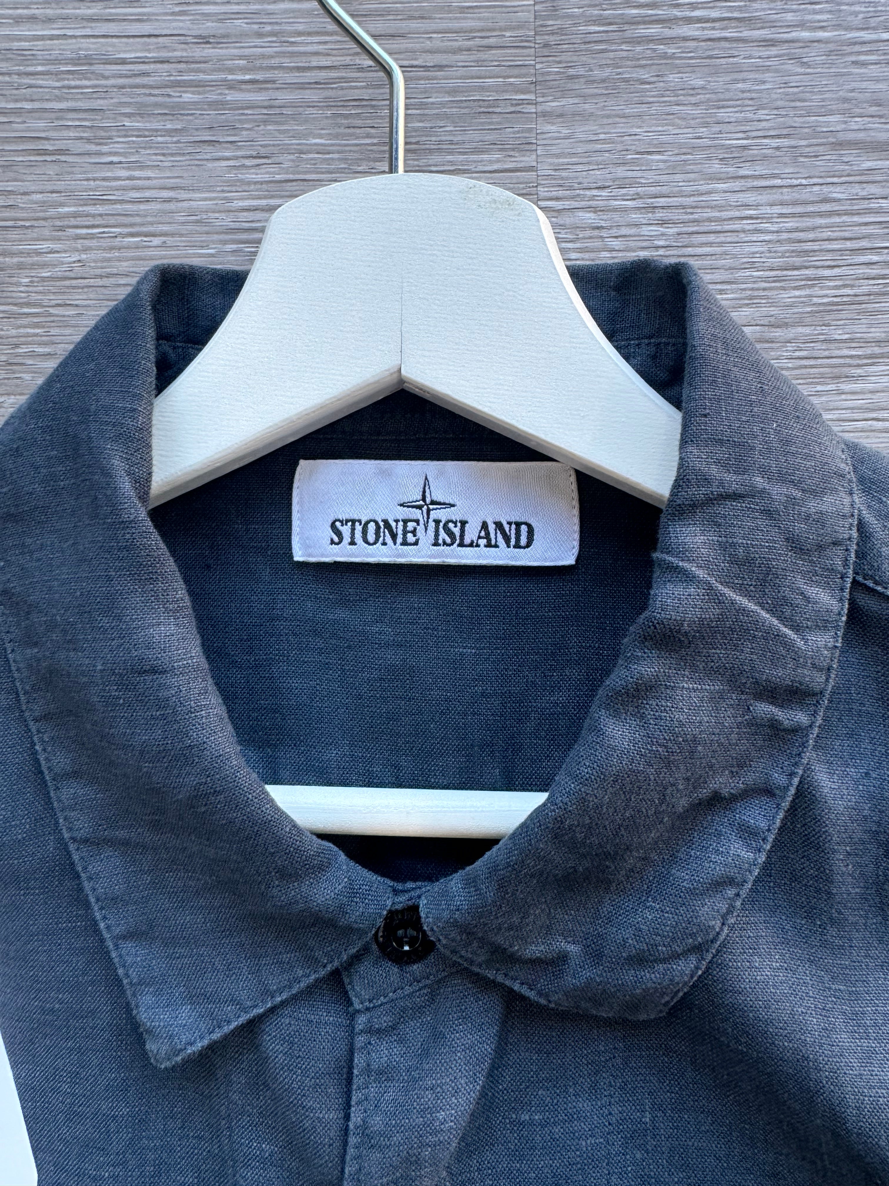 Stone Island Linen Overshirt - Navy