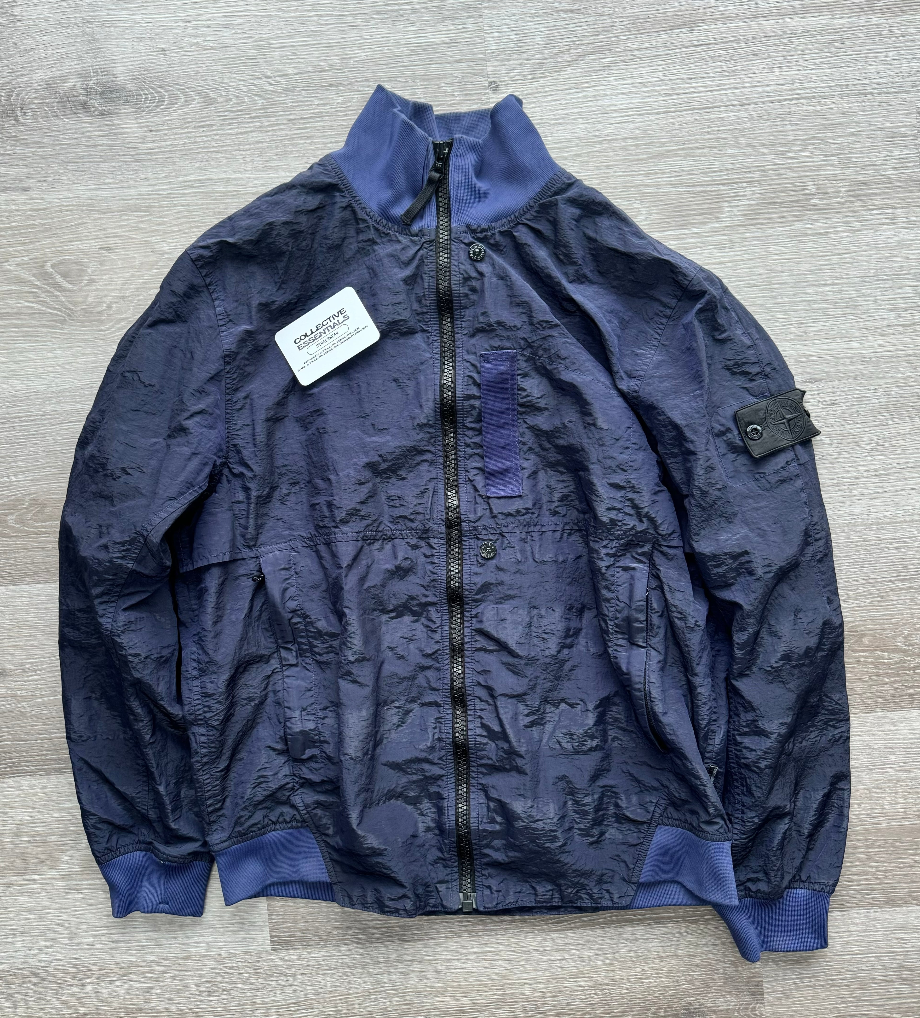 Stone Island Shadow Projects Striped Nylon Metal Jacket - Navy