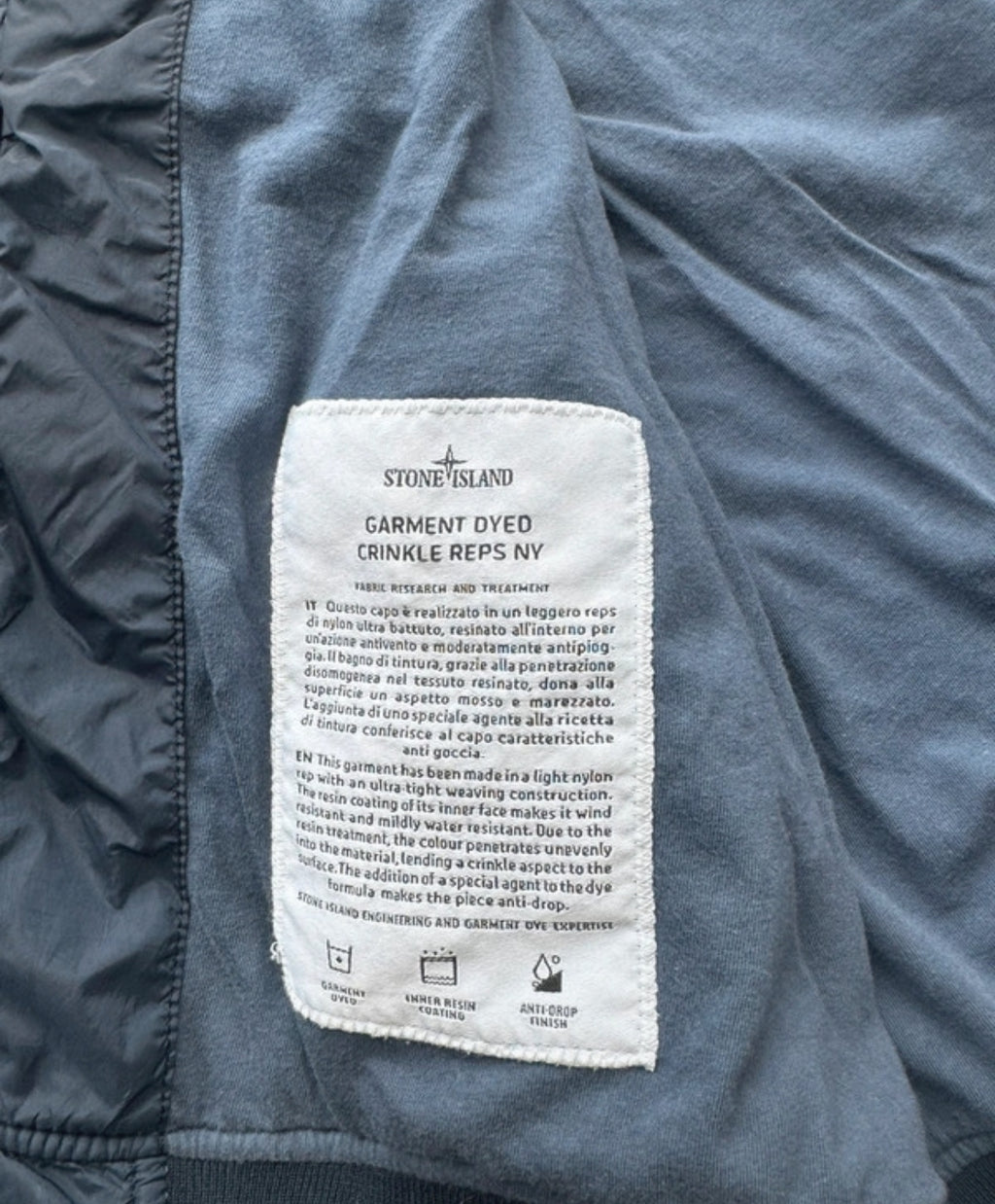 Stone Island Crinkle Reps Bomber Jacket - Navy