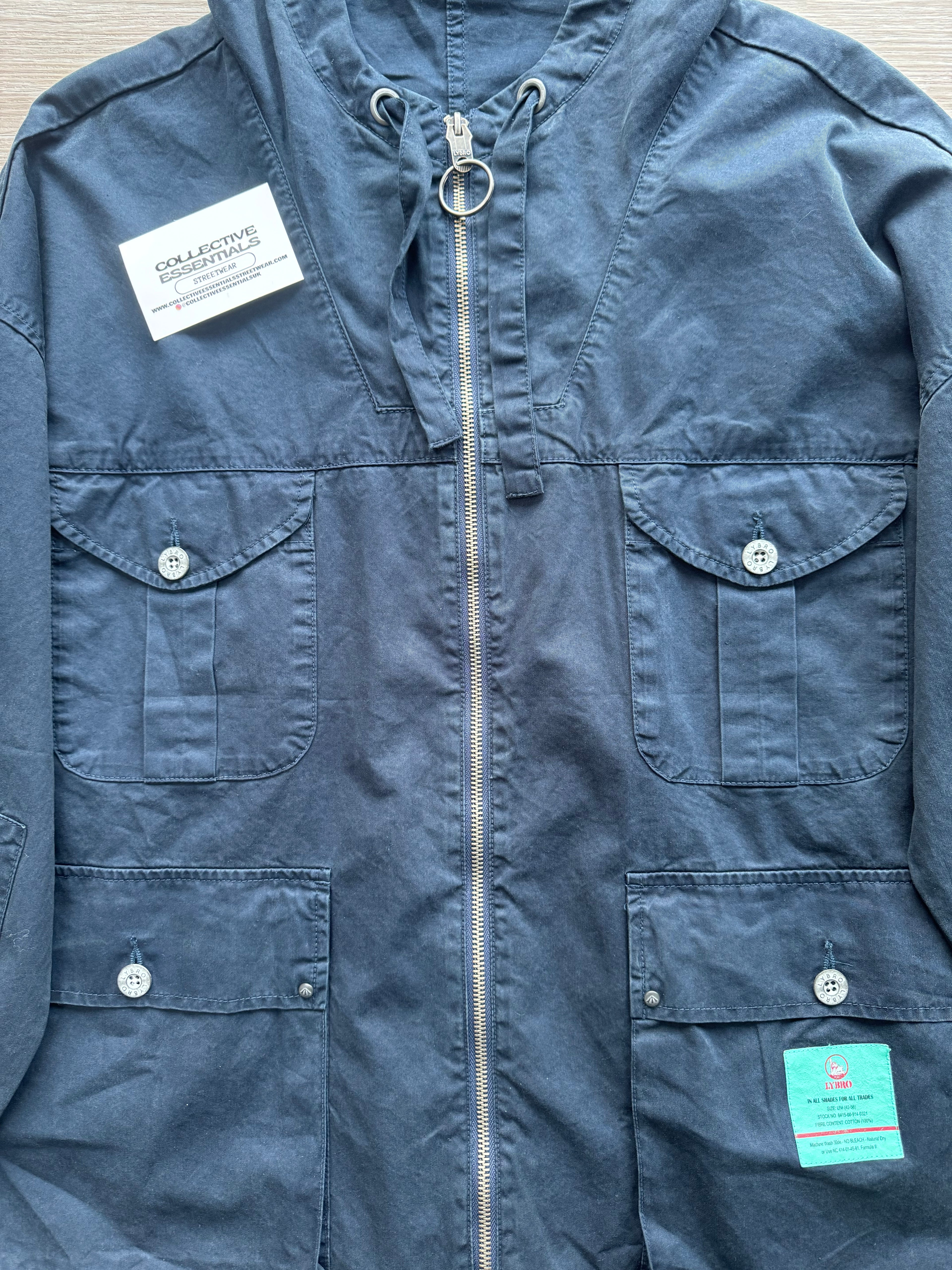Nigel Cabourn Lybro Navy Zip Army Smock - Medium