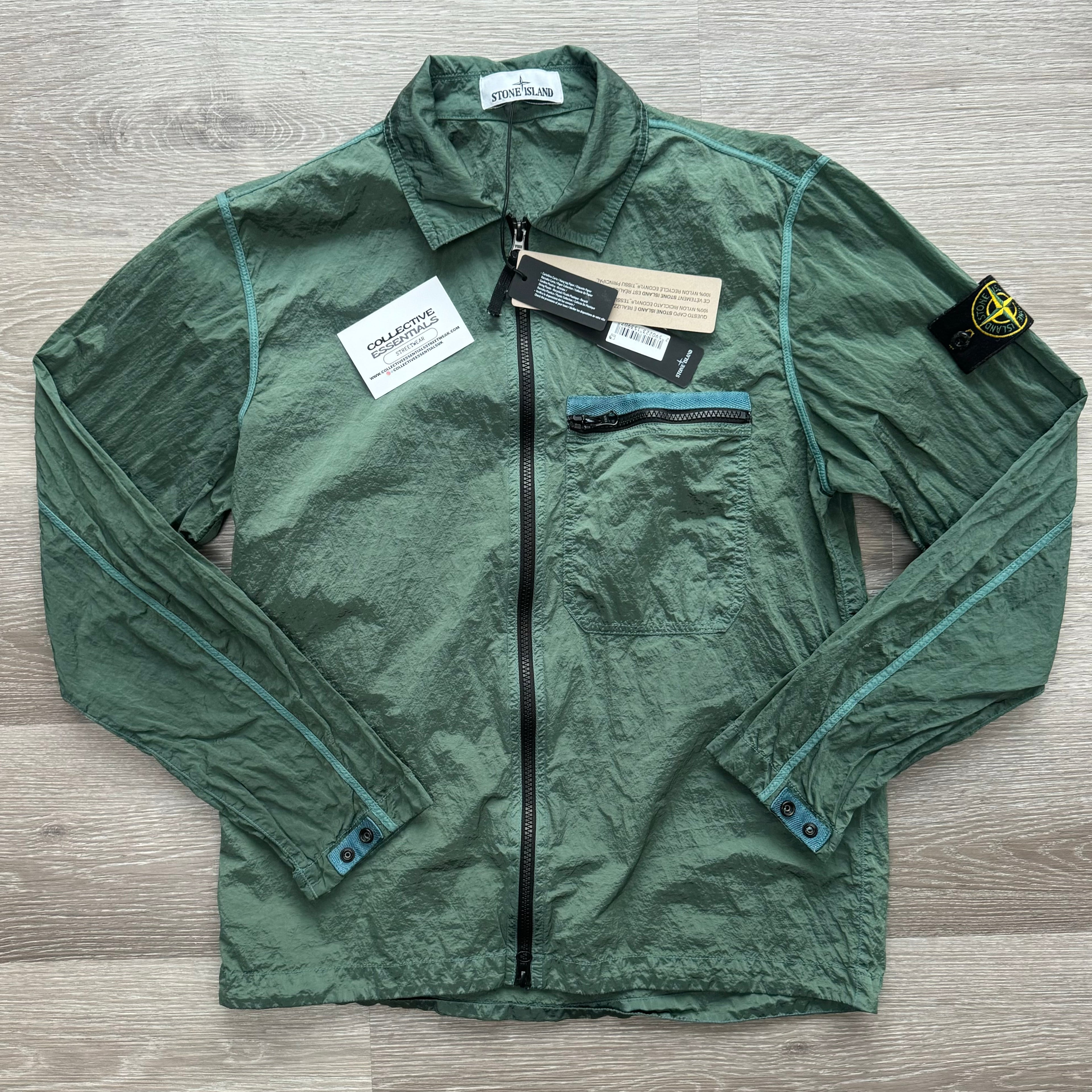Stone Island Green Nylon Metal Overshirt - Medium