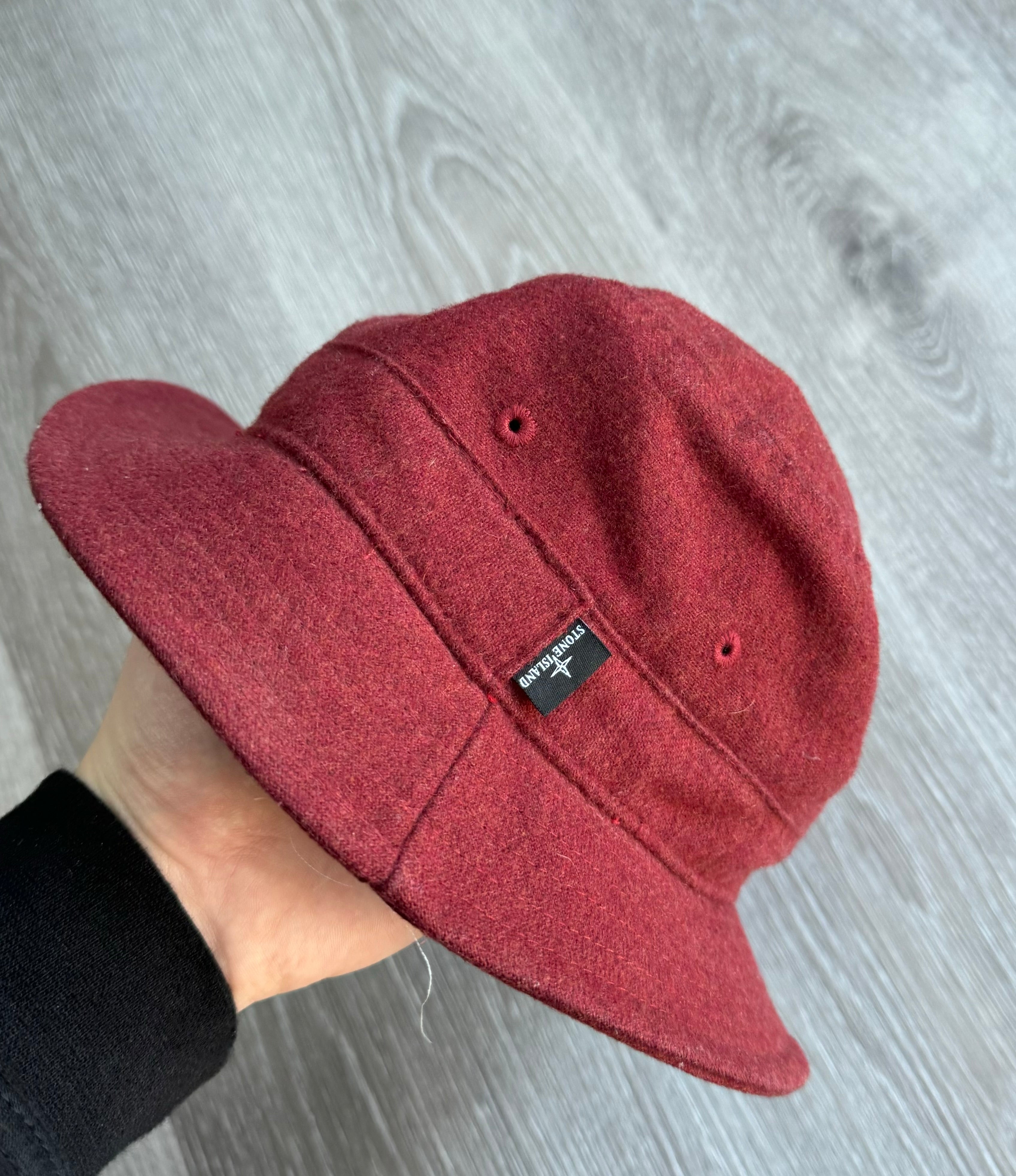 Stone Island Letter Embroidered Bucket Hat - Red