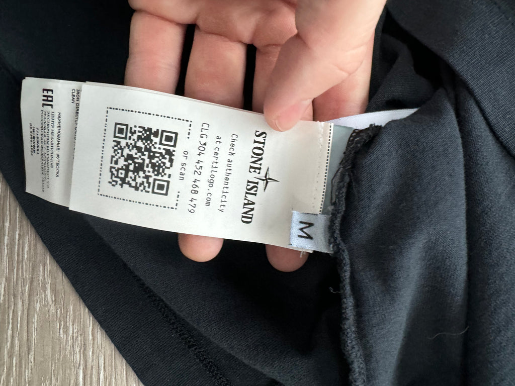 Stone Island Black Logo Print T-Shirt - Medium