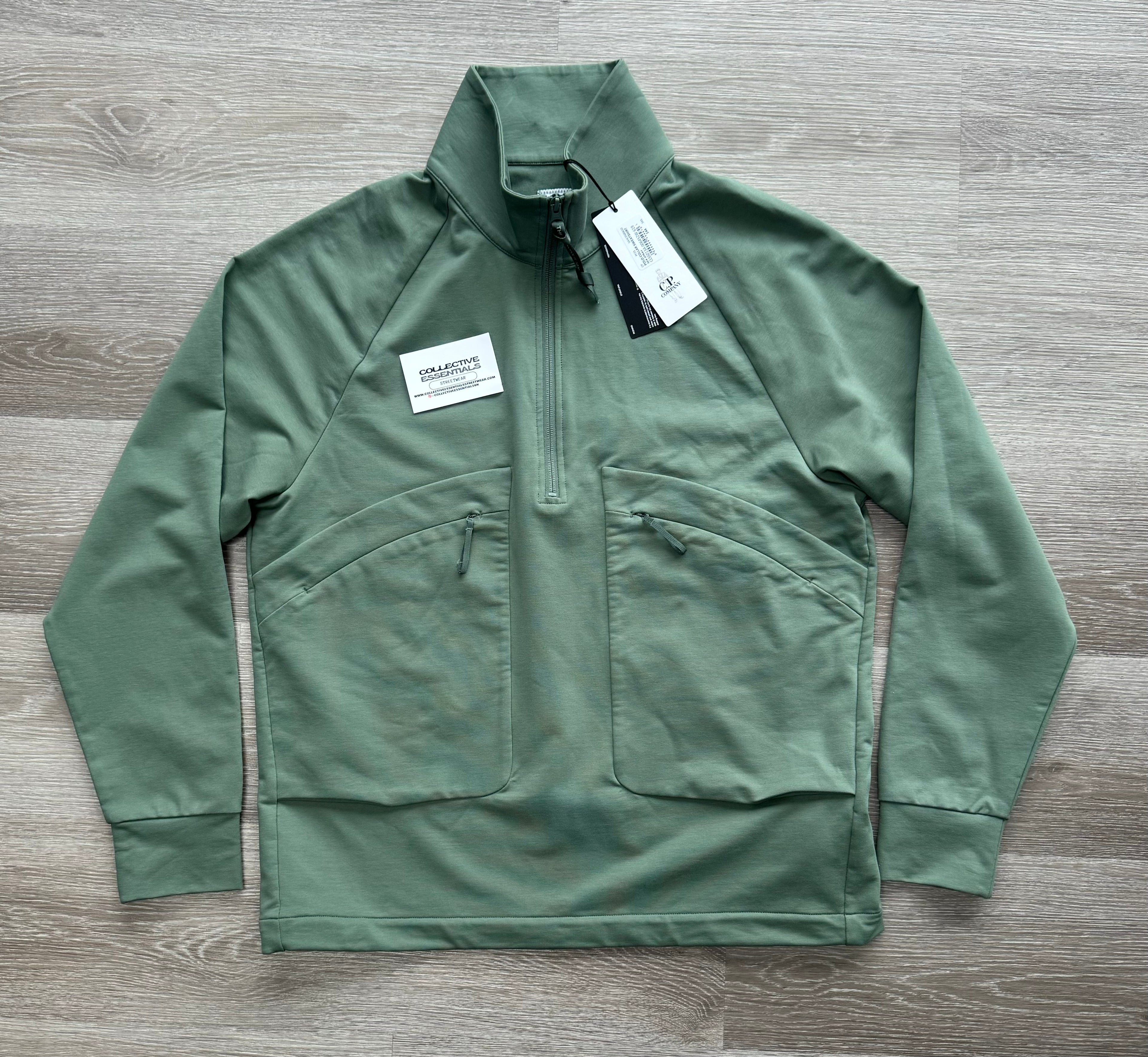 C.P. Company Green Metropolis Series Half Zip Sweatshirt - Large