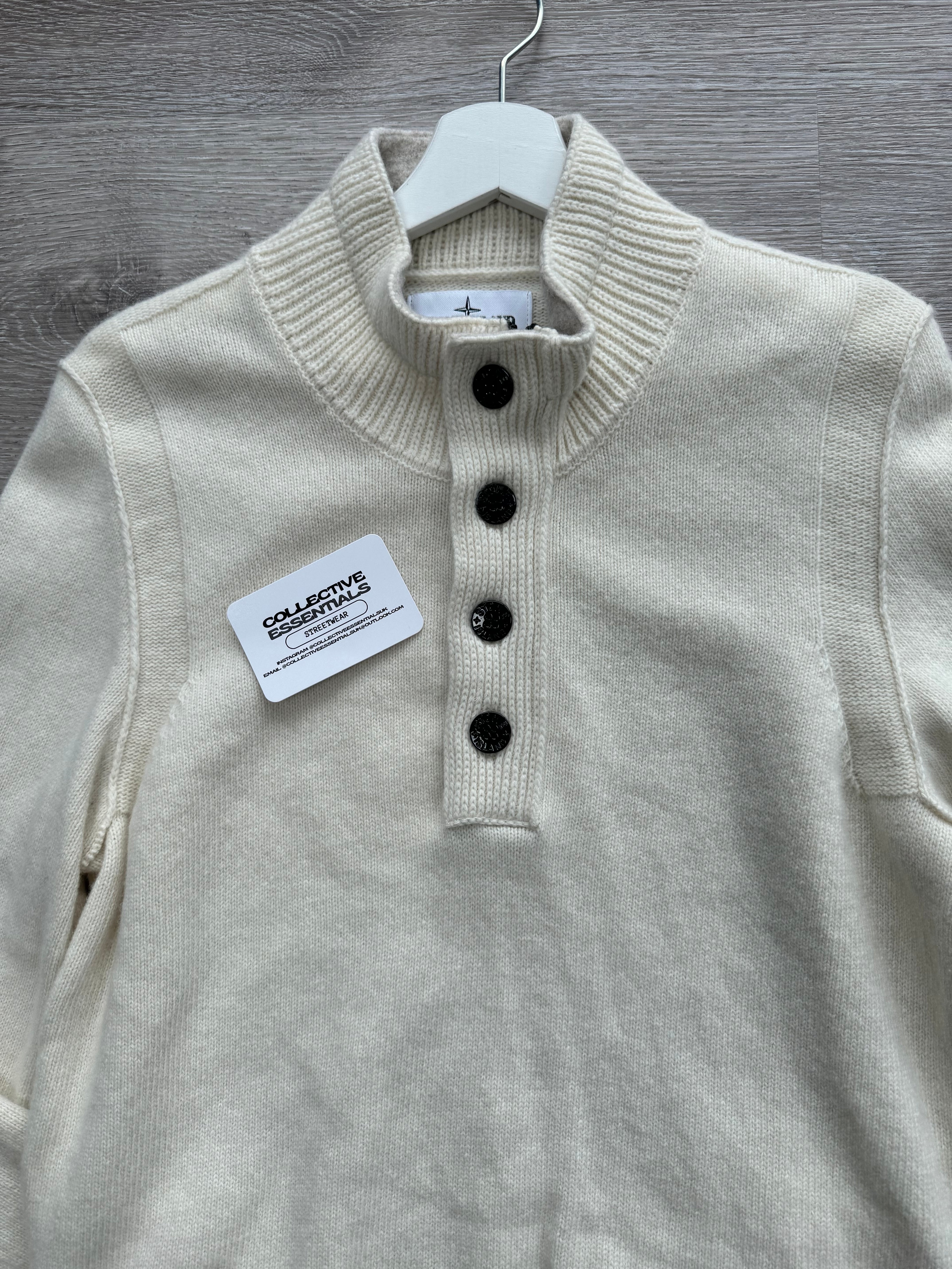 Stone Island Knitted Quarter-Zip Sweatshirt - Medium (Cream)