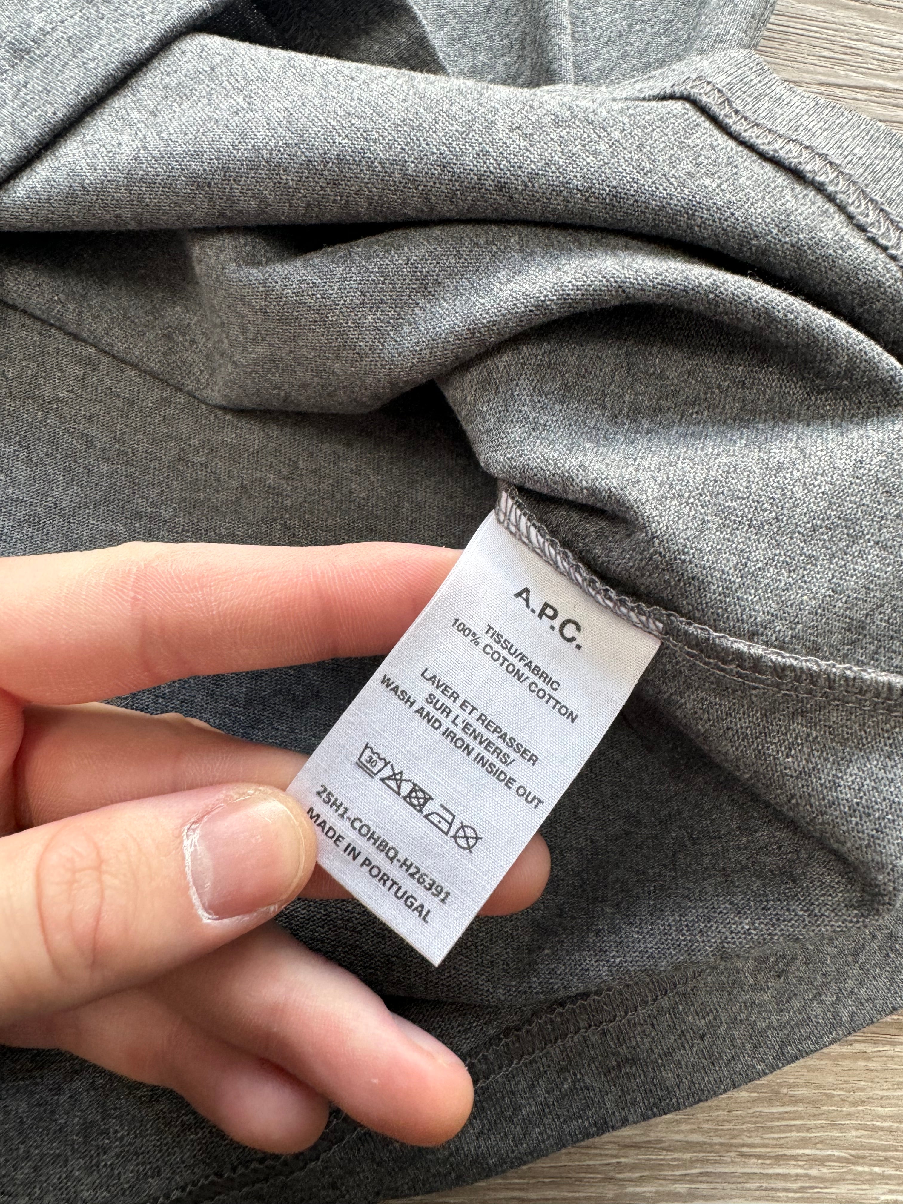 A.P.C. Grey Boxy-Fit Logo T-Shirt - XL