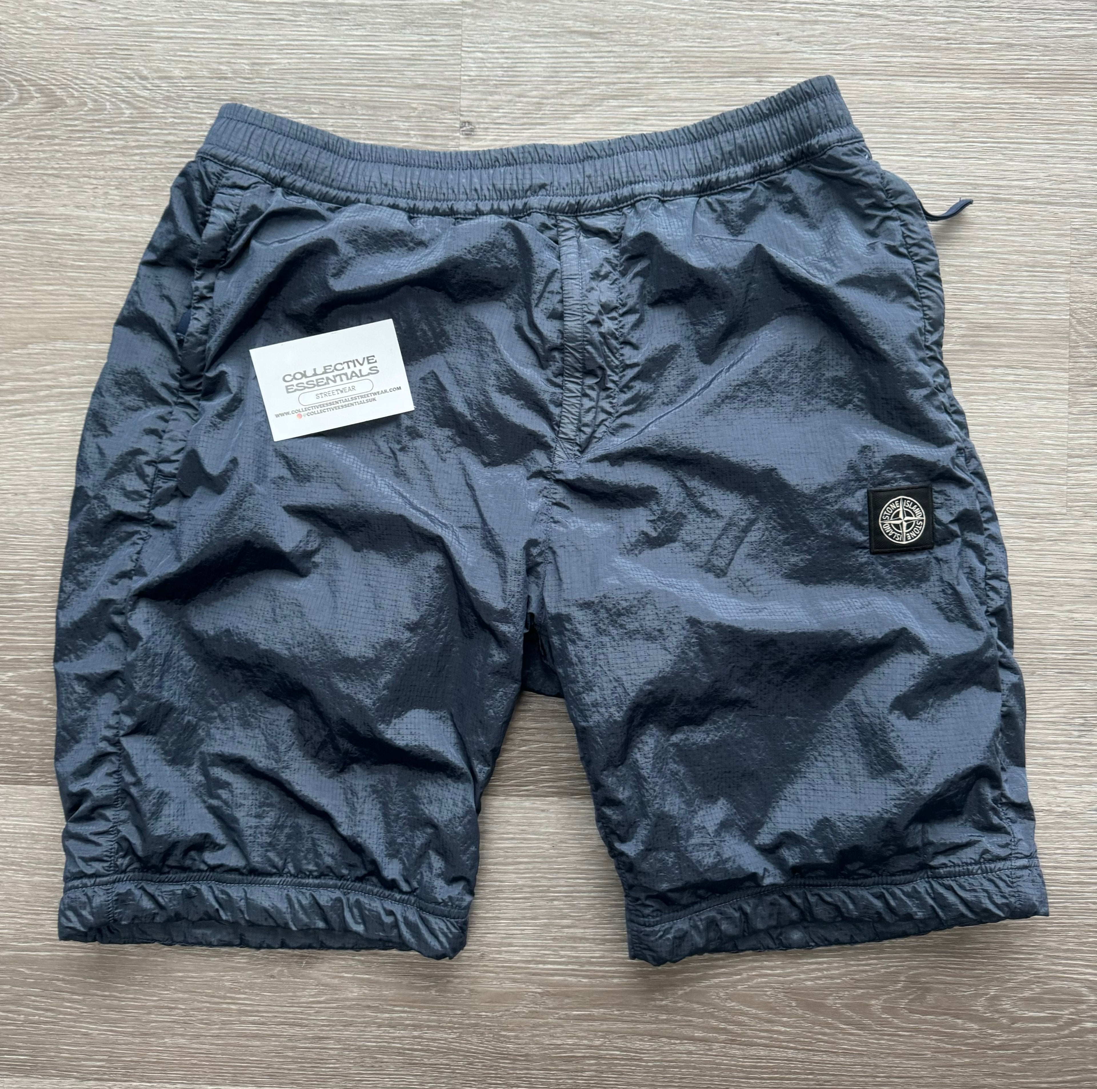 Stone Island Blue Shimmer Nylon Metal Swimming Shorts - Medium