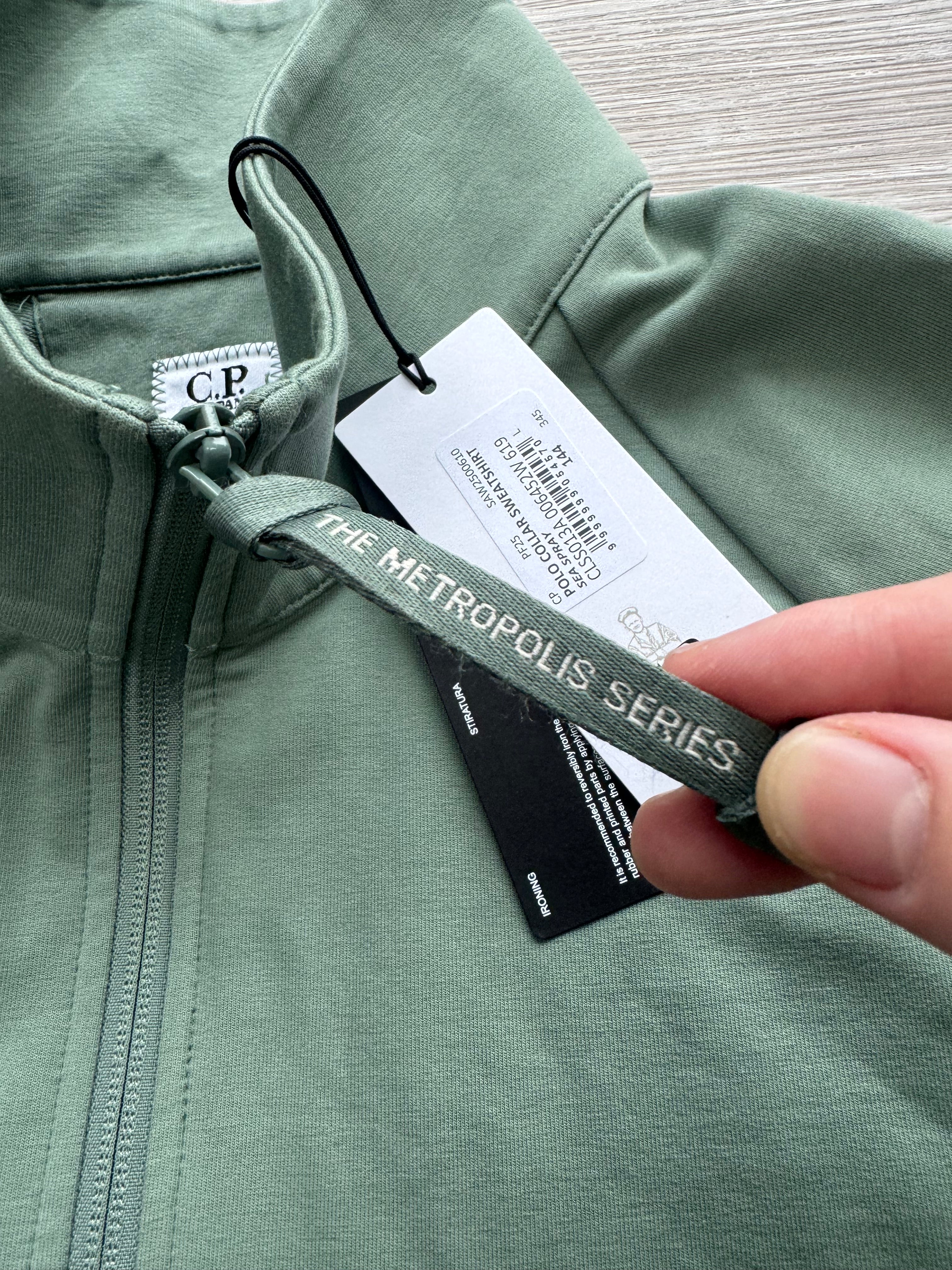 C.P. Company Green Metropolis Series Half Zip Sweatshirt - Large