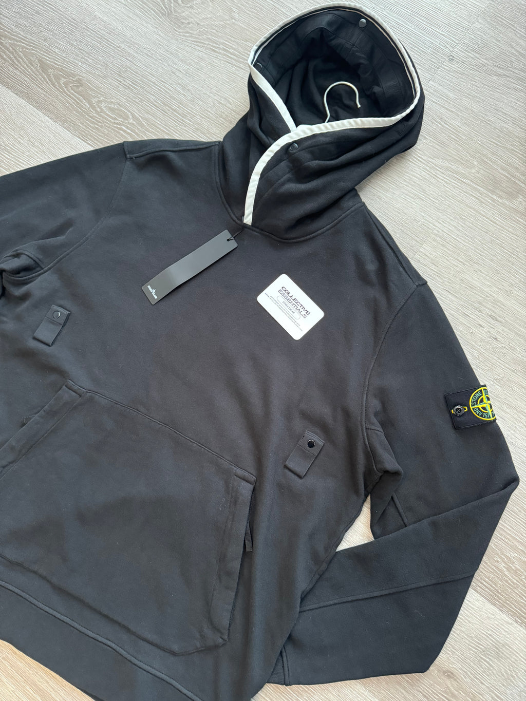 Stone Island Brushed Cotton Hoodie - Black