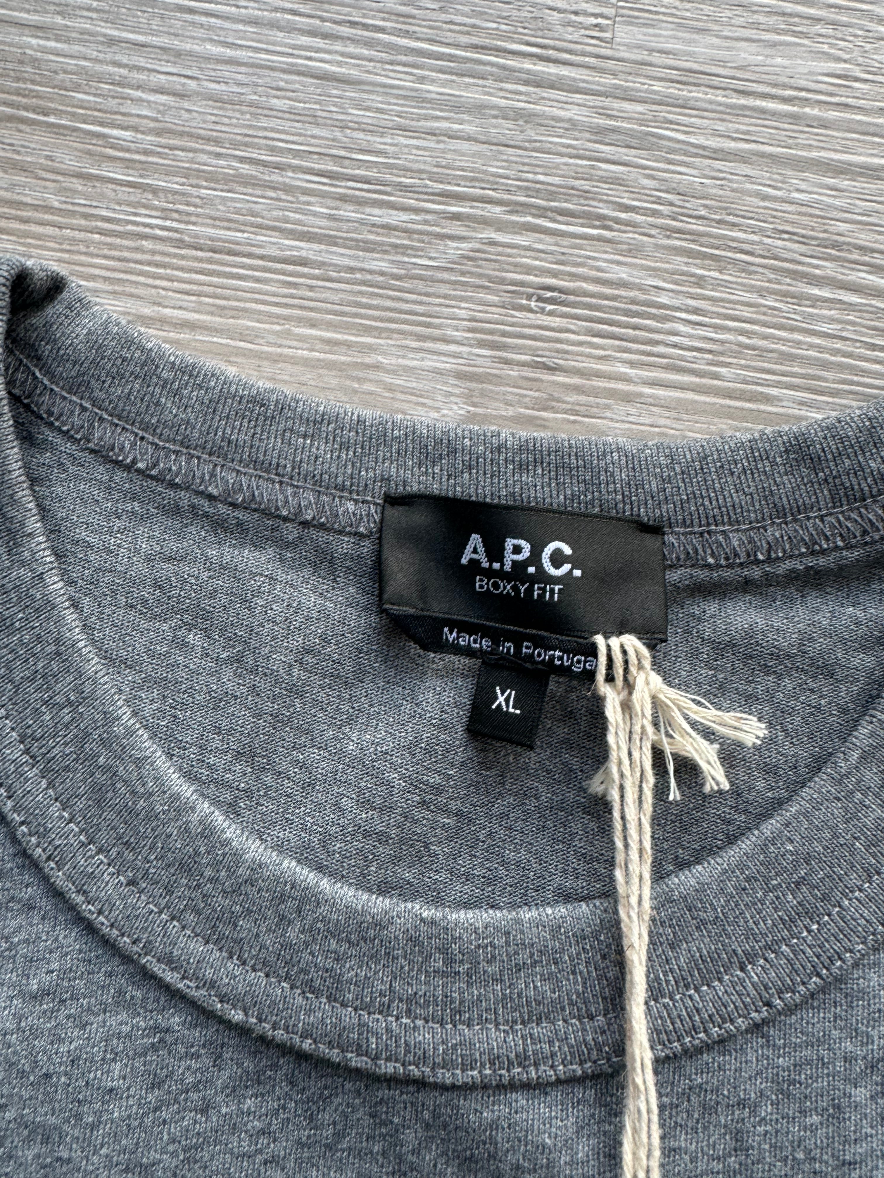 A.P.C. Grey Boxy-Fit Logo T-Shirt - XL
