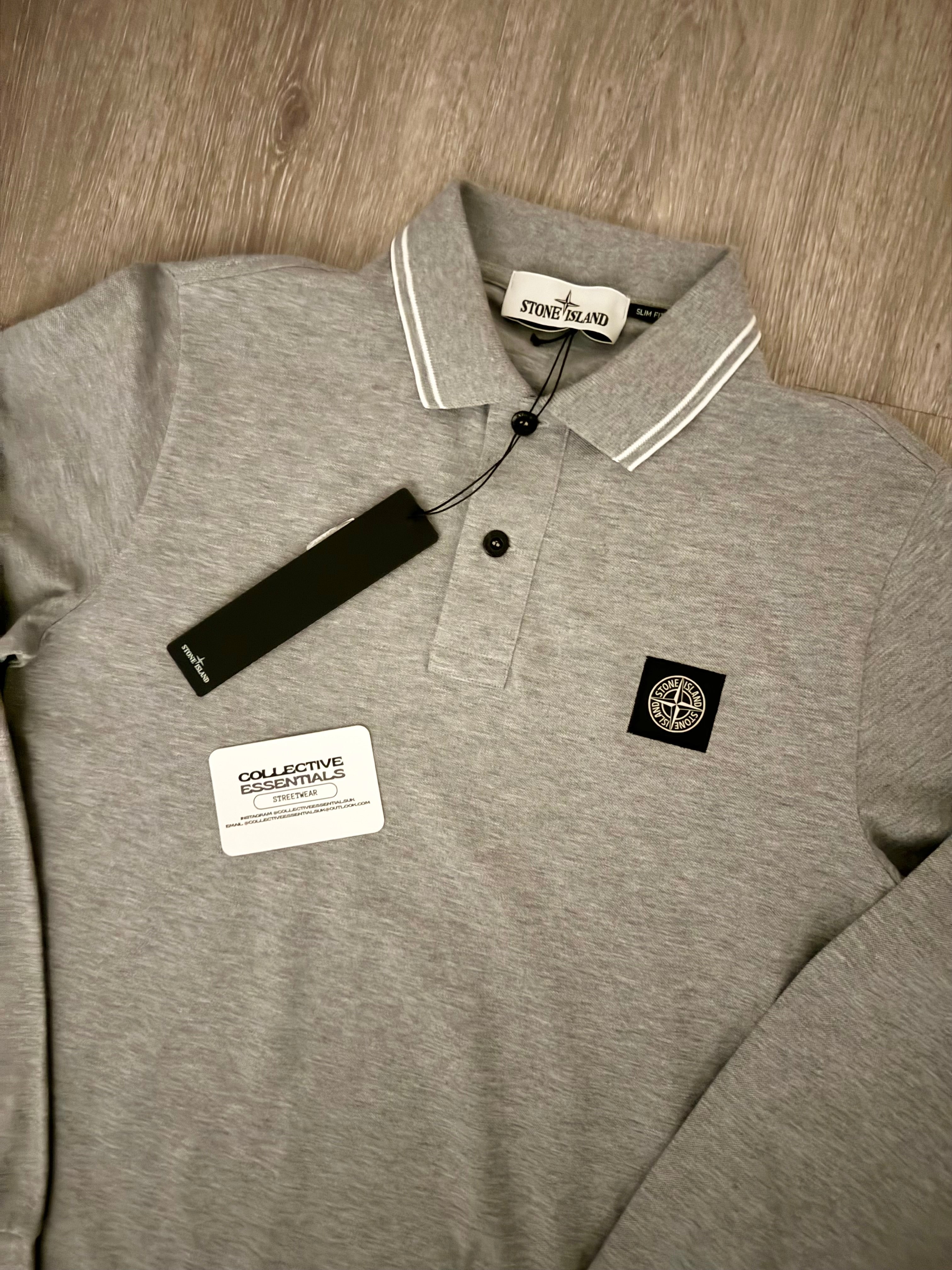 Stone Island Long Sleeve Polo - Grey