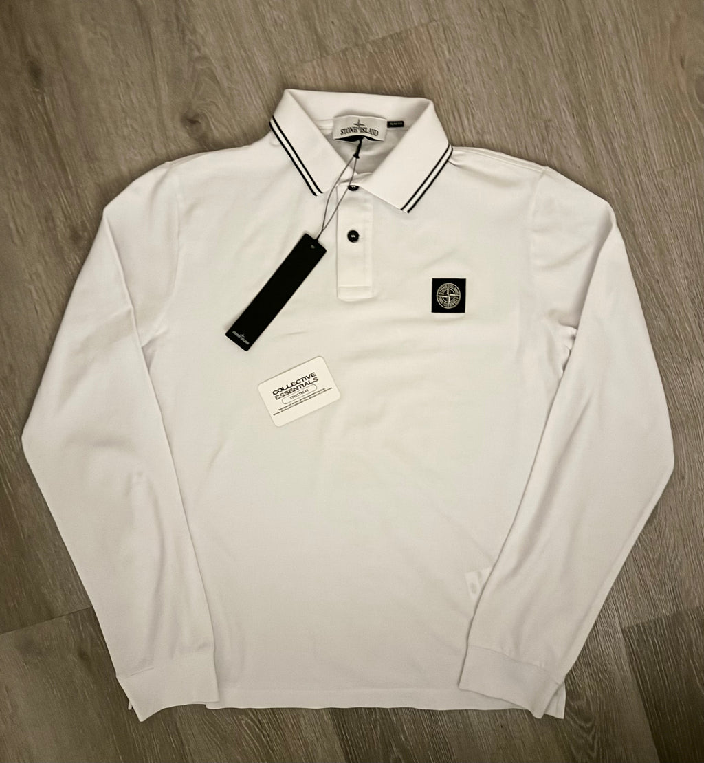 Stone Island Long Sleeved Polo - White