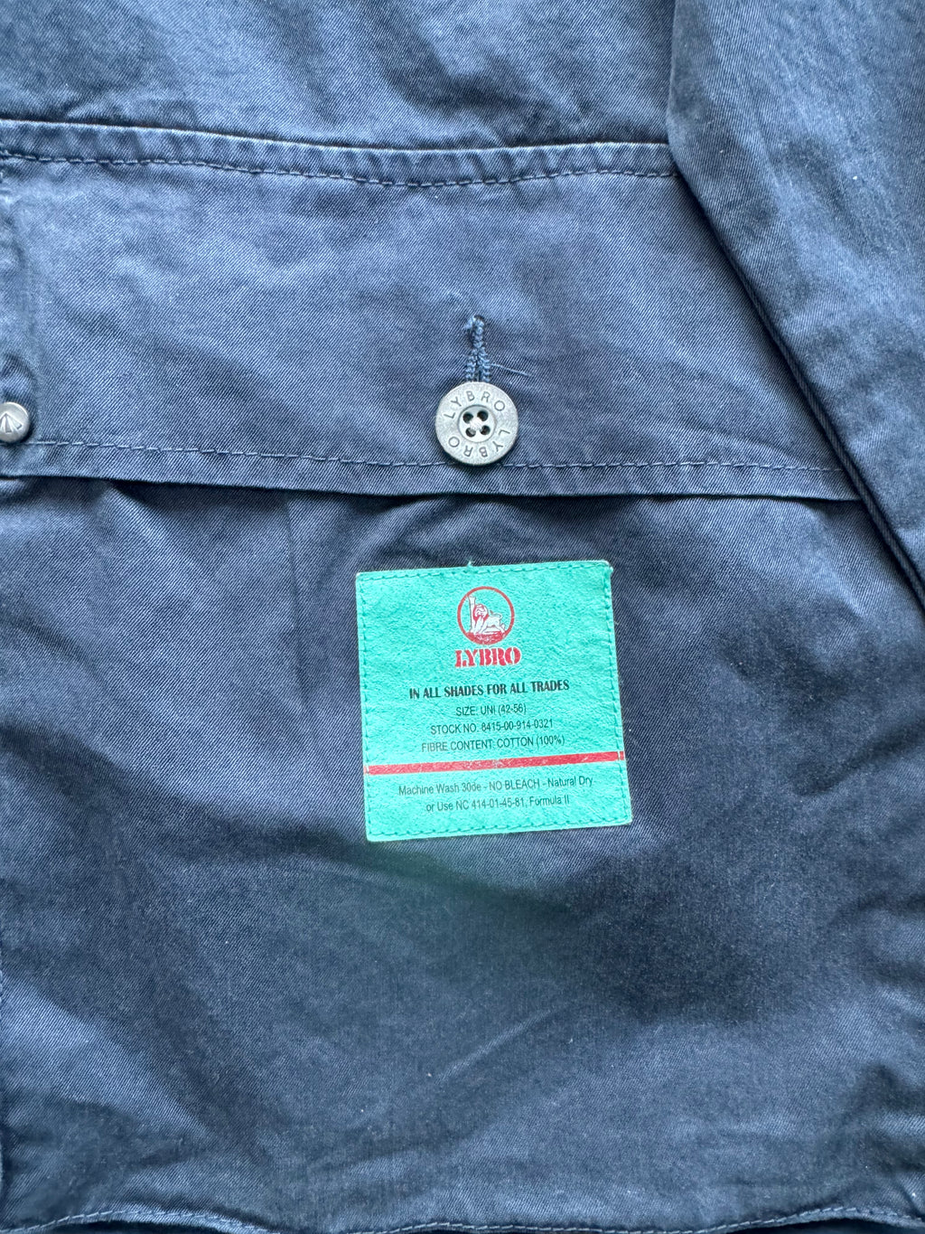 Nigel Cabourn Lybro Navy Zip Army Smock - Medium