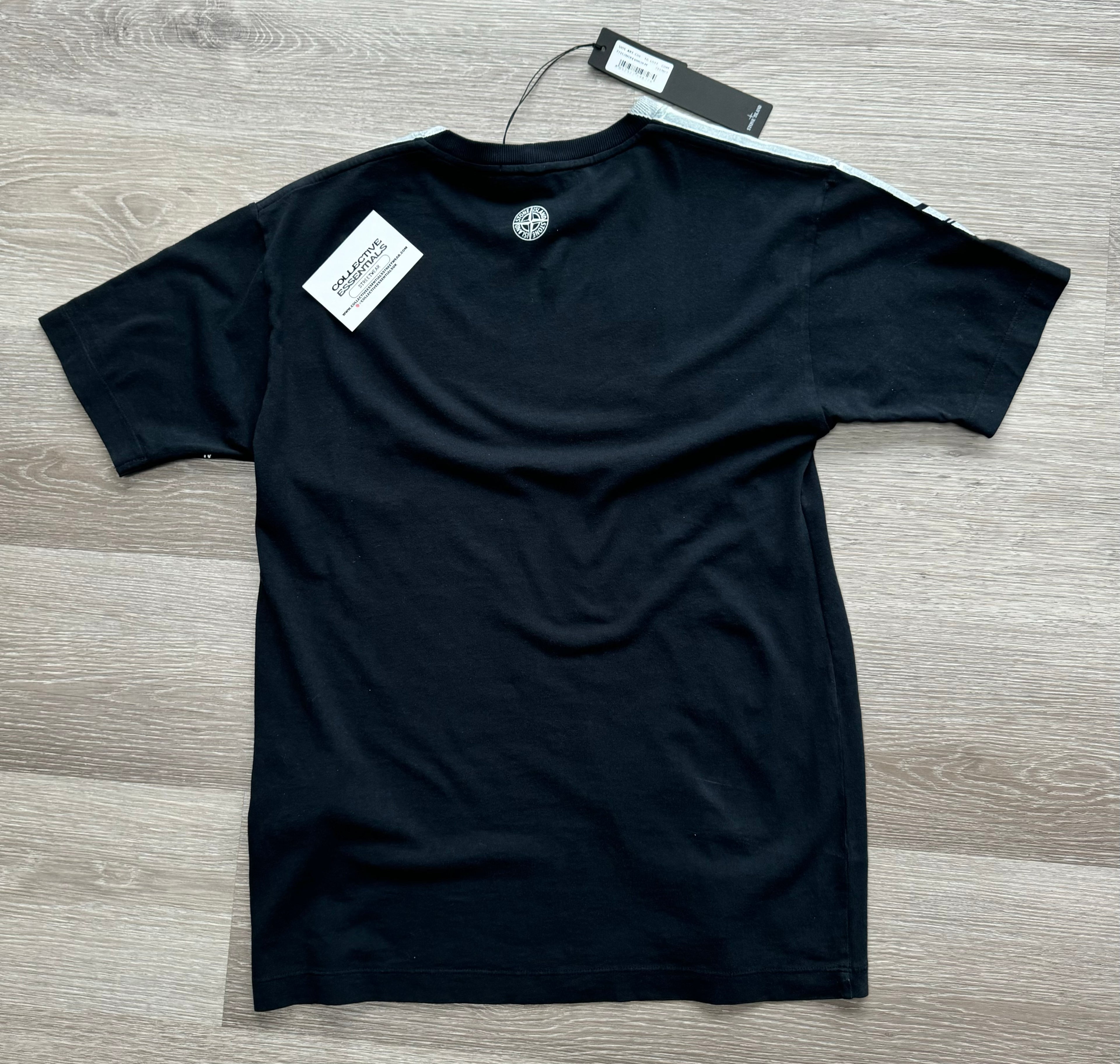 Stone Island Black Logo Print T-Shirt - Medium