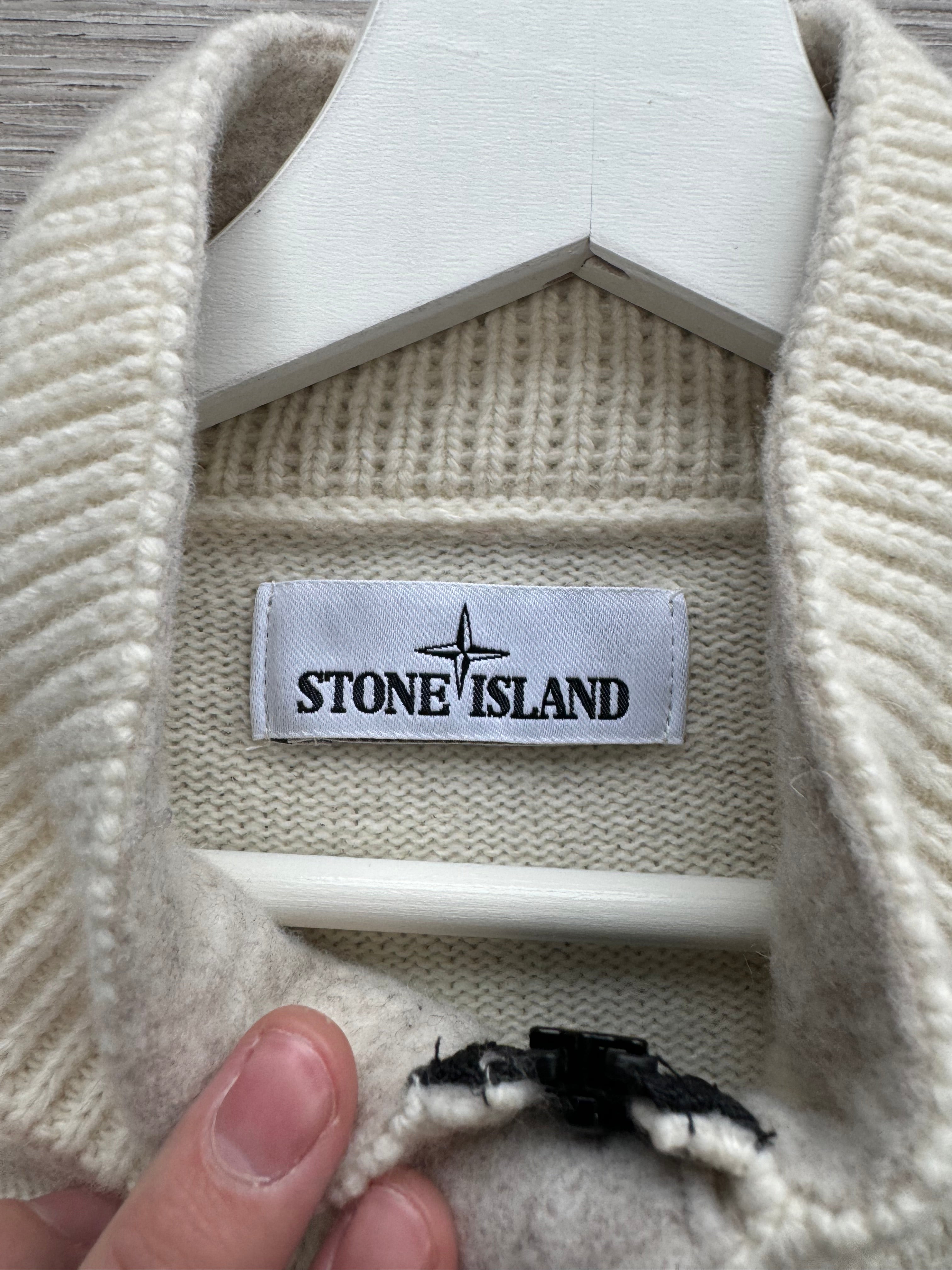 Stone Island Knitted Quarter-Zip Sweatshirt - Medium (Cream)