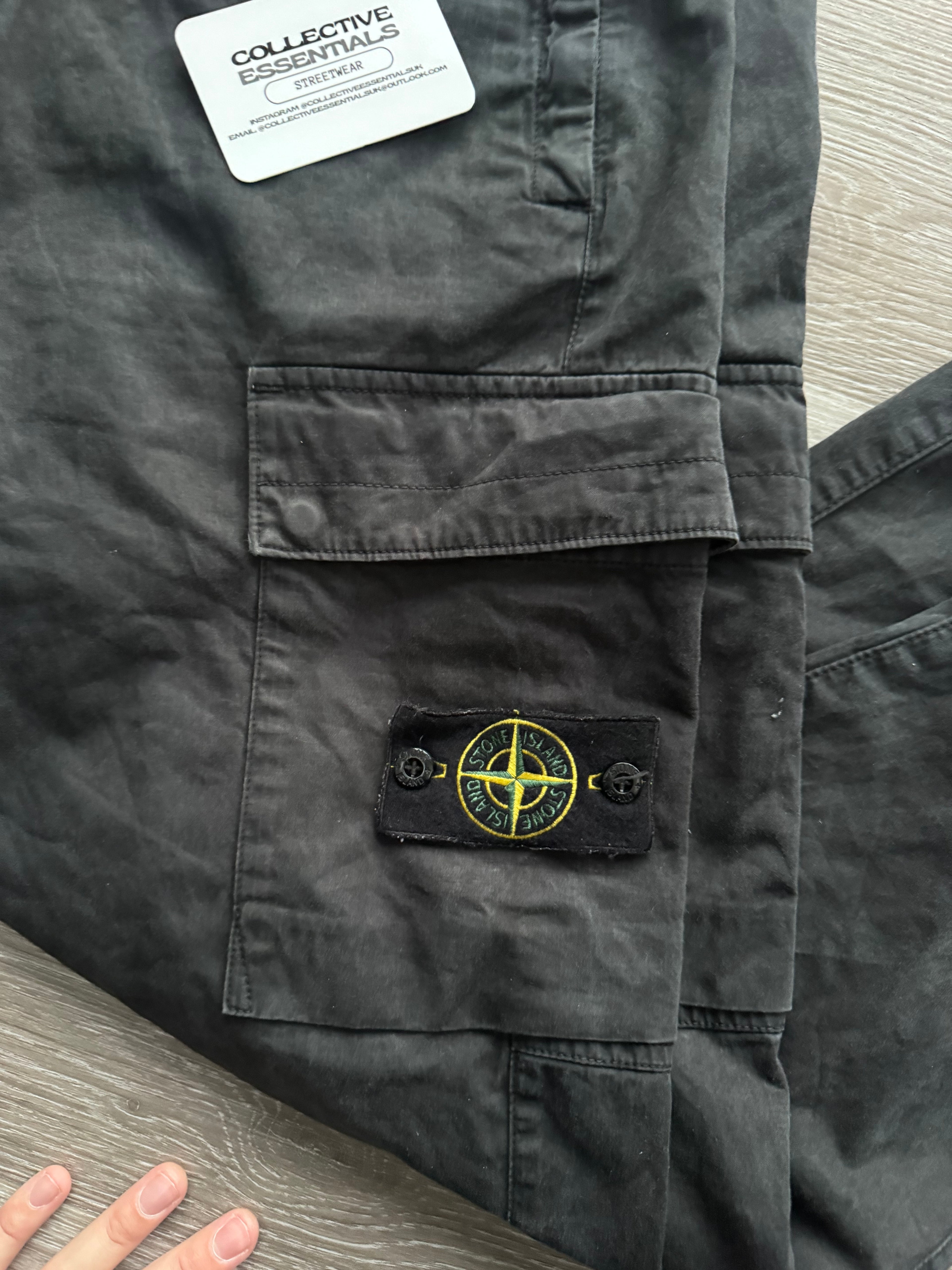 Stone Island Tapered Cargo Trousers - Black