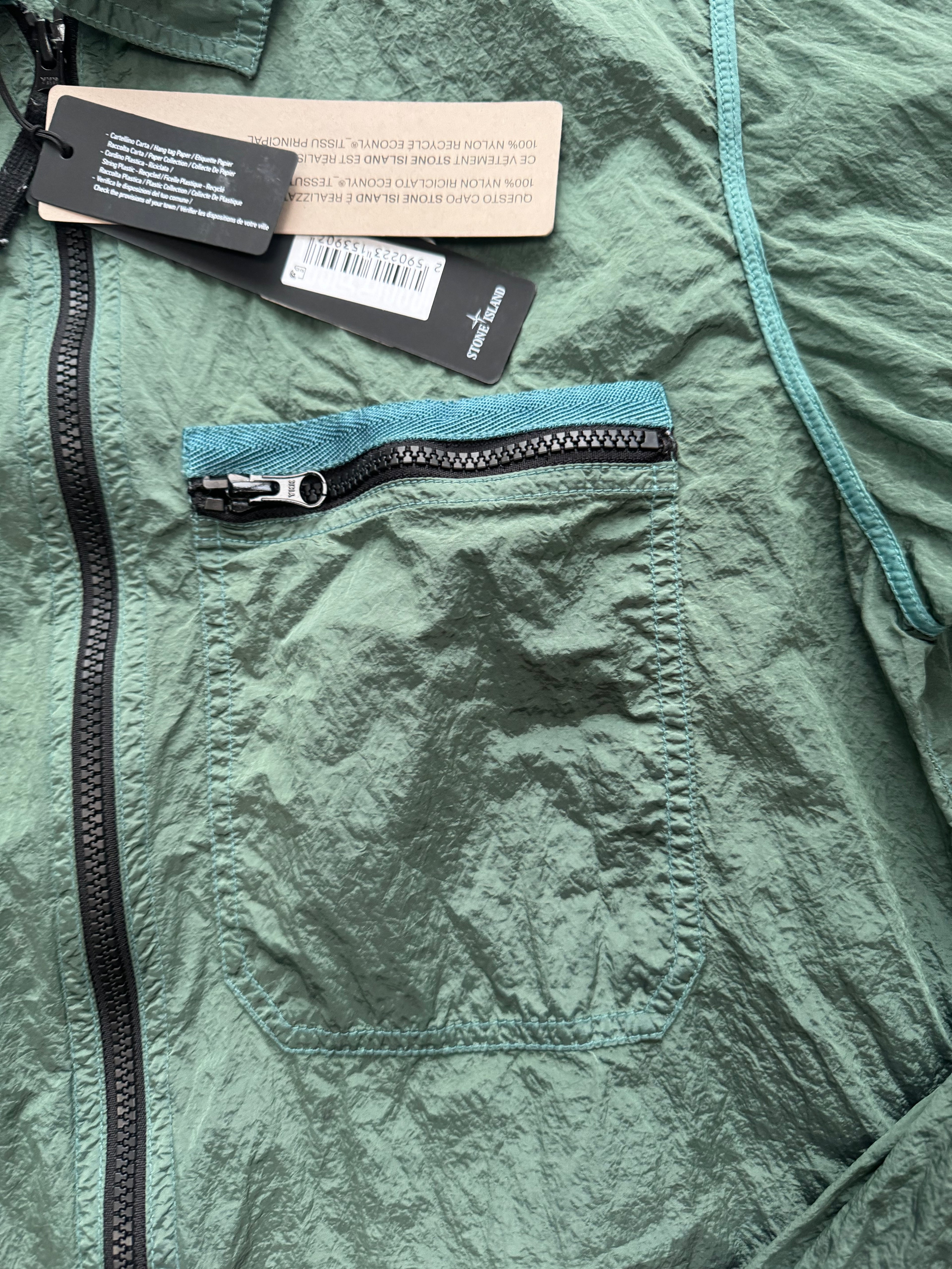 Stone Island Green Nylon Metal Overshirt - Medium