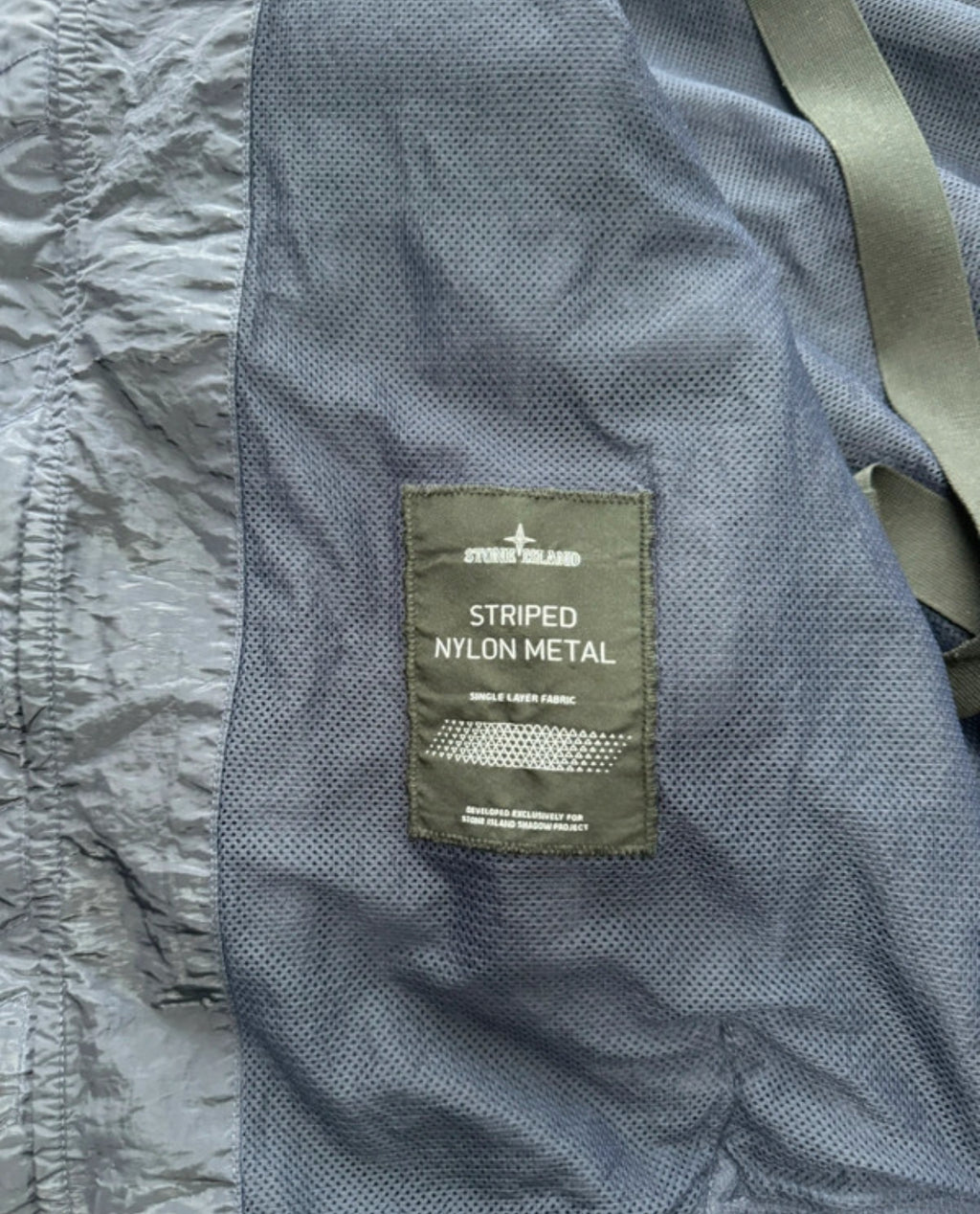 Stone Island Shadow Projects Striped Nylon Metal Jacket - Navy
